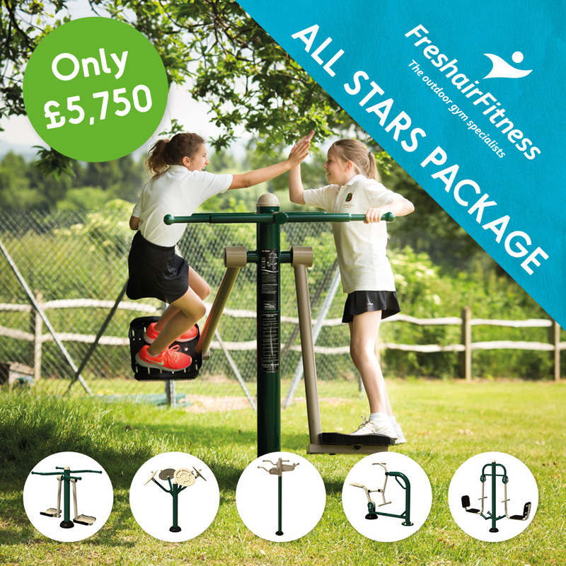 Students exercising on Fresh Air Fitness equipment