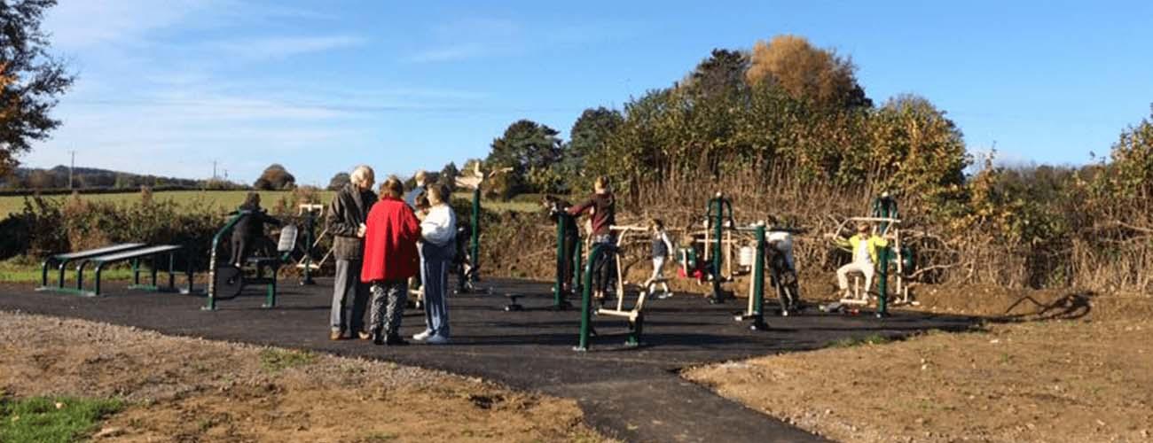 Villagers getting fit on Fresh Air Fitness outdoor gym equipment