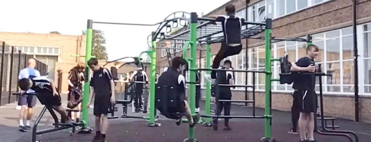 boys using Big Rig during PE at secondary school