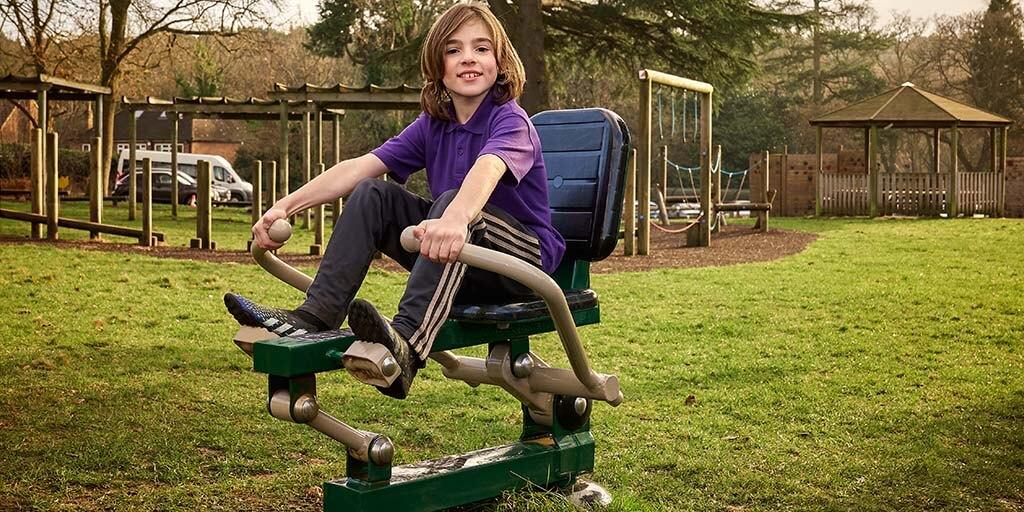Fresh Air Fitness Children’s Rower Being used by a primary school boy
