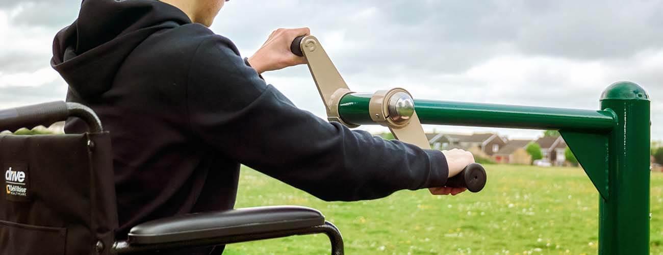 outdoor gym equipment for wheelchair users.