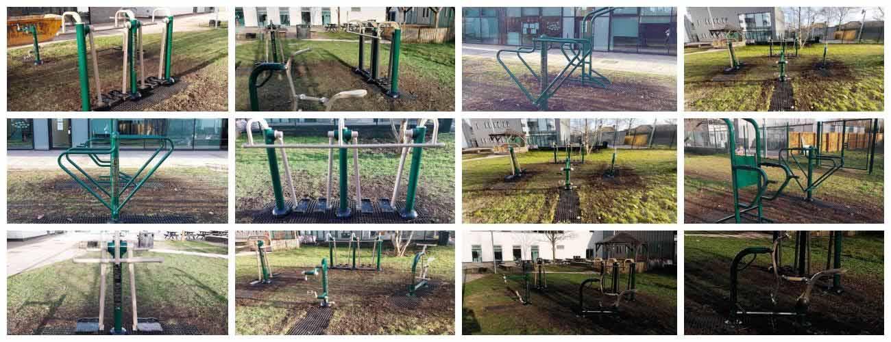 outdoor gym equipment at Manchester College