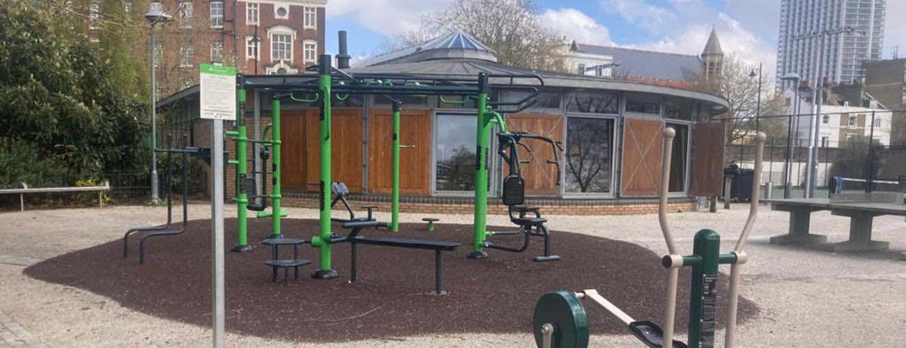 new outdoor gym equipment at Geraldine Mary Harmsworth Park