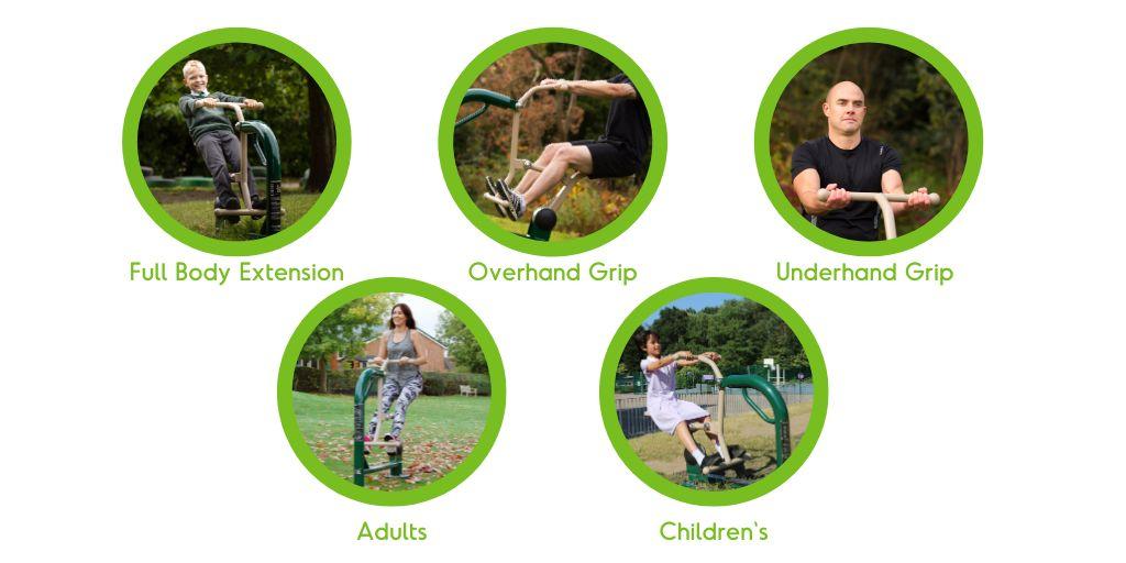 various images showing the Fresh Air Fitness Riders