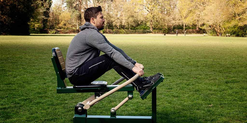 New Fresh Air Fitness Rower being used by man