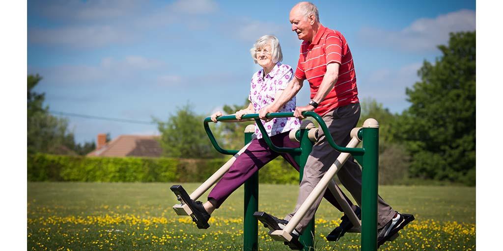 older people using double air walker