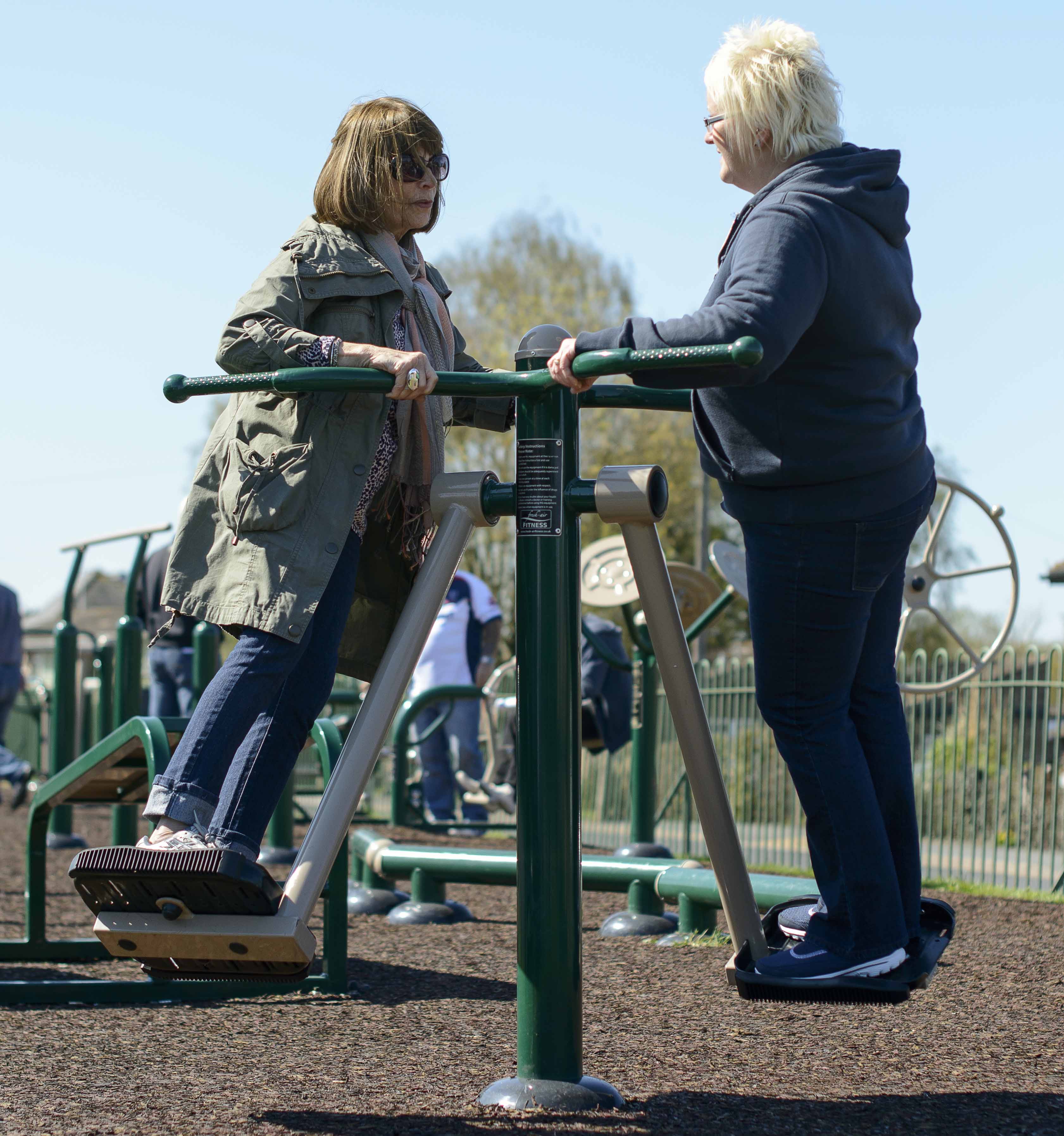 Women using outdoor gym specialists